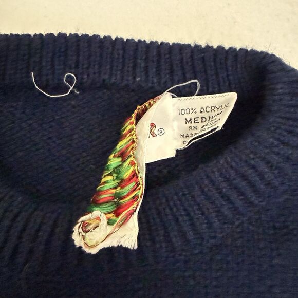 Vintage MacGregor 80s Ski Sweater Navy Skier Intarsia Knit Après Ski Retro - Picture 7 of 10